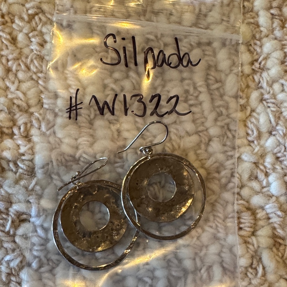 Silpada Textured Silver Circle Earrings